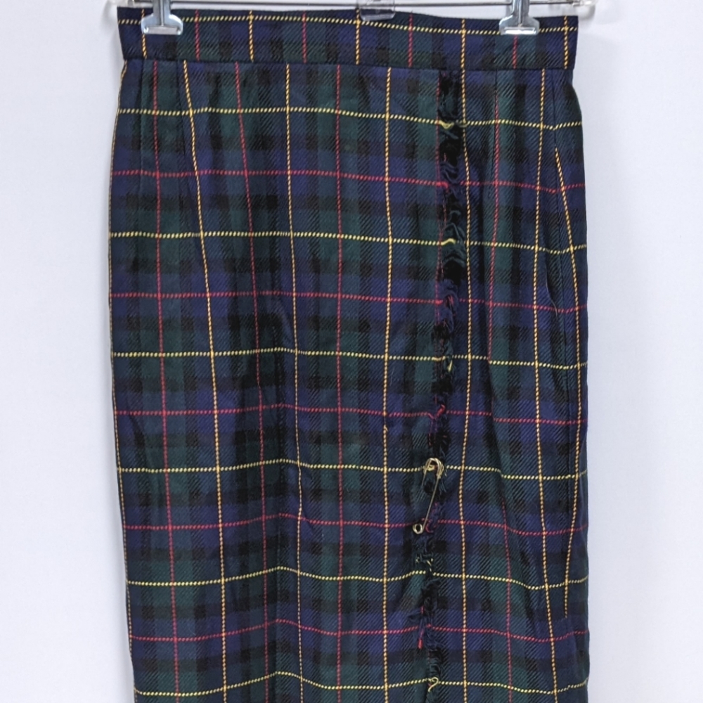 Vintage Plaid Skirt, Bianca, Mid-Length, Size 12